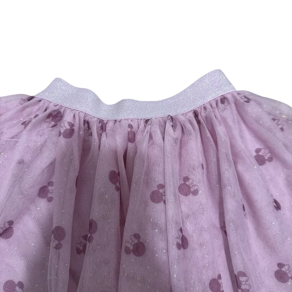 Girls kids pink Tutu skirt glitter Minnie Mouse Ears Disney Junior Size 5 EUC
